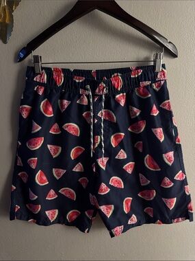 Snapper Rock Navy Swim Trunks with Watermelon Print